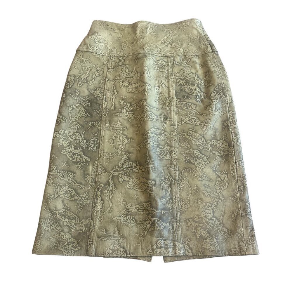 La Nauvelle Renaissance Vintage Leather Skirt Textured Unique Lined Size 6 Women
